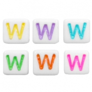 Acryl letterkralen letter W Multicolour-wit