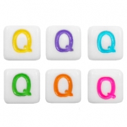 Acryl letterkralen letter Q Multicolour-wit