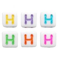 Acryl letterkralen letter H Multicolour-wit