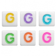 Acryl letterkralen letter G Multicolour-wit