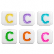 Acryl letterkralen letter C Multicolour-wit