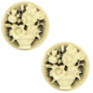 Cabochons basic camee 20mm boeket Black-antique gold