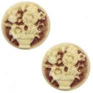 Cabochons basic camee 20mm boeket Brown-antique gold