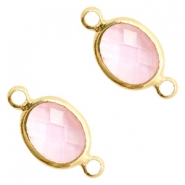 Crystal glas tussenstukken ovaal 10x9mm Pink crystal-gold