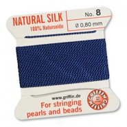 Griffin bead cord natural silk &Oslash;0.8mm Dark blue