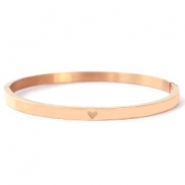 Armbanden van Stainless Steel Roestvrij staal (RVS) met hart Ros&eacute; goud