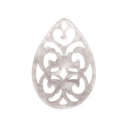 Hangers van resin druppel barok 38x27mm Sand grey