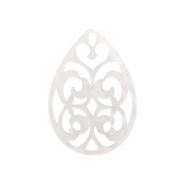 Hangers van resin druppel barok 38x27mm Bright white