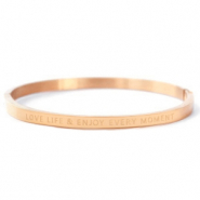 Armbanden van Stainless steel Roestvrij staal (RVS) "LOVE LIFE AND ENJOY EVERY MOMENT" Ros&eacute; goud