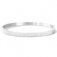 Armbanden van Stainless steel Roestvrij staal (RVS) "LOVE LIFE AND ENJOY EVERY MOMENT" Silver