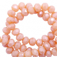 Facet kralen top quality disc 4x3 mm Beige rose opal-pearl shine coating