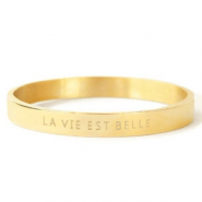 Armbanden van Stainless steel Roestvrij staal (RVS) "LA VIE EST BELLE" Goud