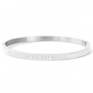 Armbanden van Stainless steel Roestvrij staal (RVS) "LA VIE EST BELLE" Zilver
