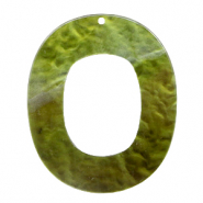 Hangers van resin ovaal 48x40mm Olive green