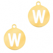 Bedels van Stainless steel Roestvrij staal (RVS) 10mm initial coin W Goud