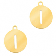 Bedels van Stainless steel Roestvrij staal (RVS) rond 10mm initial coin I Goud