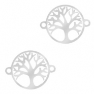 Bedels van Stainless steel Roestvrij staal (RVS) tussenstuk tree of life 13mm Zilver