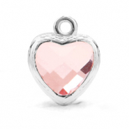 Hanger van crystal glas heart Light pink-silver
