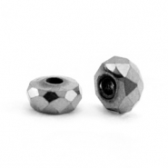 Kralen van hematite disc facet 4x2mm Anthracite grey