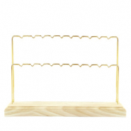 Sieraden display voor oorbellen 2 rijen Natural wood-gold