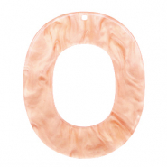 Hangers van resin ovaal 48x40mm Peach pink
