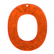 Hangers van resin ovaal 48x40mm Tangerine tango orange
