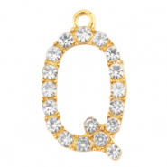 Basic quality metaal bedel strass initial Q Goud