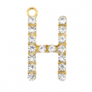 Basic quality metaal bedel strass initial H Goud