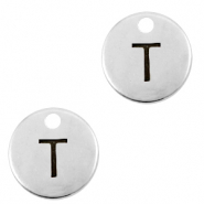 Metaal bedels DQ letter T Antiek zilver (nikkelvrij)