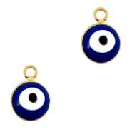 Basic quality metaal bedel boze oog 6mm Goud-blauw