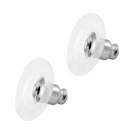 Oorbellen van Stainless steel Roestvrij staal (RVS) oorbel stoppers Zilver