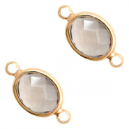 Crystal glas tussenstukken ovaal 16x9mm Black diamond crystal-gold