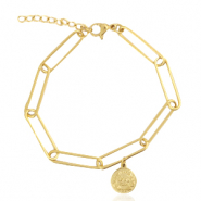 Armbanden van Stainless steel Roestvrij staal (RVS) coin Goud