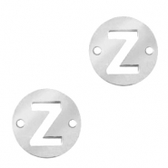 Bedels van Stainless steel Roestvrij staal (RVS) tussenstuk rond 10mm initial coin Z Zilver