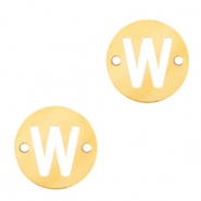 Bedels van Stainless steel Roestvrij staal (RVS) tussenstuk rond 10mm initial coin W Goud