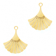 Bedels van Stainless steel Roestvrij staal (RVS) Ginkgo blad Goud