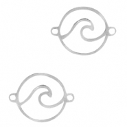 Bedels van Stainless steel Roestvrij staal (RVS) tussenstuk waves Zilver