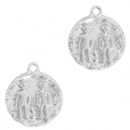 TQ metaal brass bedel sterrenbeeld tweeling Zilver