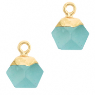 Hangers van natuursteen hexagon Turquoise blue-gold