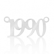 Bedels van Stainless steel Roestvrij staal (RVS) tussenstuk jaartal 1990 Zilver