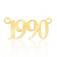 Bedels van Stainless steel Roestvrij staal (RVS) tussenstuk jaartal 1990 Goud