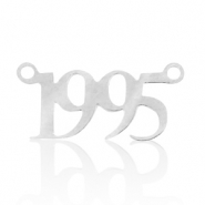 Bedels van Stainless steel Roestvrij staal (RVS) tussenstuk jaartal 1995 Zilver