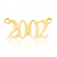 Bedels van Stainless steel Roestvrij staal (RVS) tussenstuk jaartal 2002 Goud