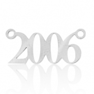 Bedels van Stainless steel Roestvrij staal (RVS) tussenstuk jaartal 2006 Zilver