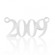 Bedels van Stainless steel Roestvrij staal (RVS) tussenstuk jaartal 2009 Zilver