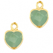 Hangers van natuursteen heart Ocean green-gold