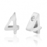 Kralen van Stainless steel Roestvrij staal (RVS) kralen cijfer 4 Zilver