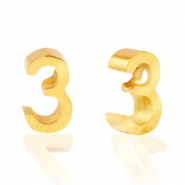 Kralen van Stainless steel Roestvrij staal (RVS) kralen cijfer 3 Goud