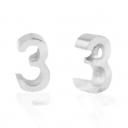 Kralen van Stainless steel Roestvrij staal (RVS) kralen cijfer 3 Zilver