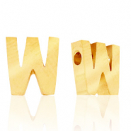 Kralen van Stainless steel Roestvrij staal (RVS) kralen letter W Goud